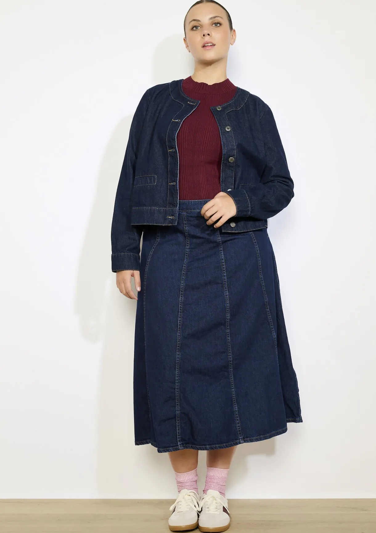 LolaLiza Denim midi-rok met flair- Rokken