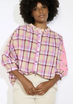 LolaLiza Geblokte blouse met borduursel- Blouses En Hemden