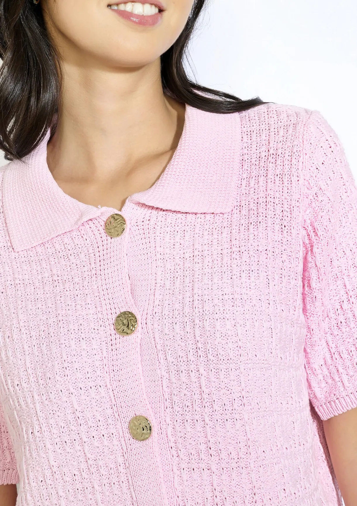 LolaLiza Gebreide top met knopen- Tops En T-Shirts