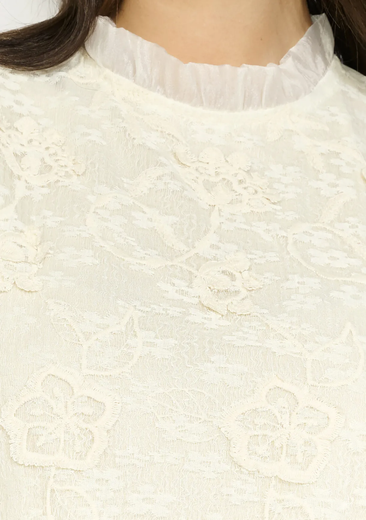 LolaLiza Kanten blouse met bloemen- Blouses En Hemden