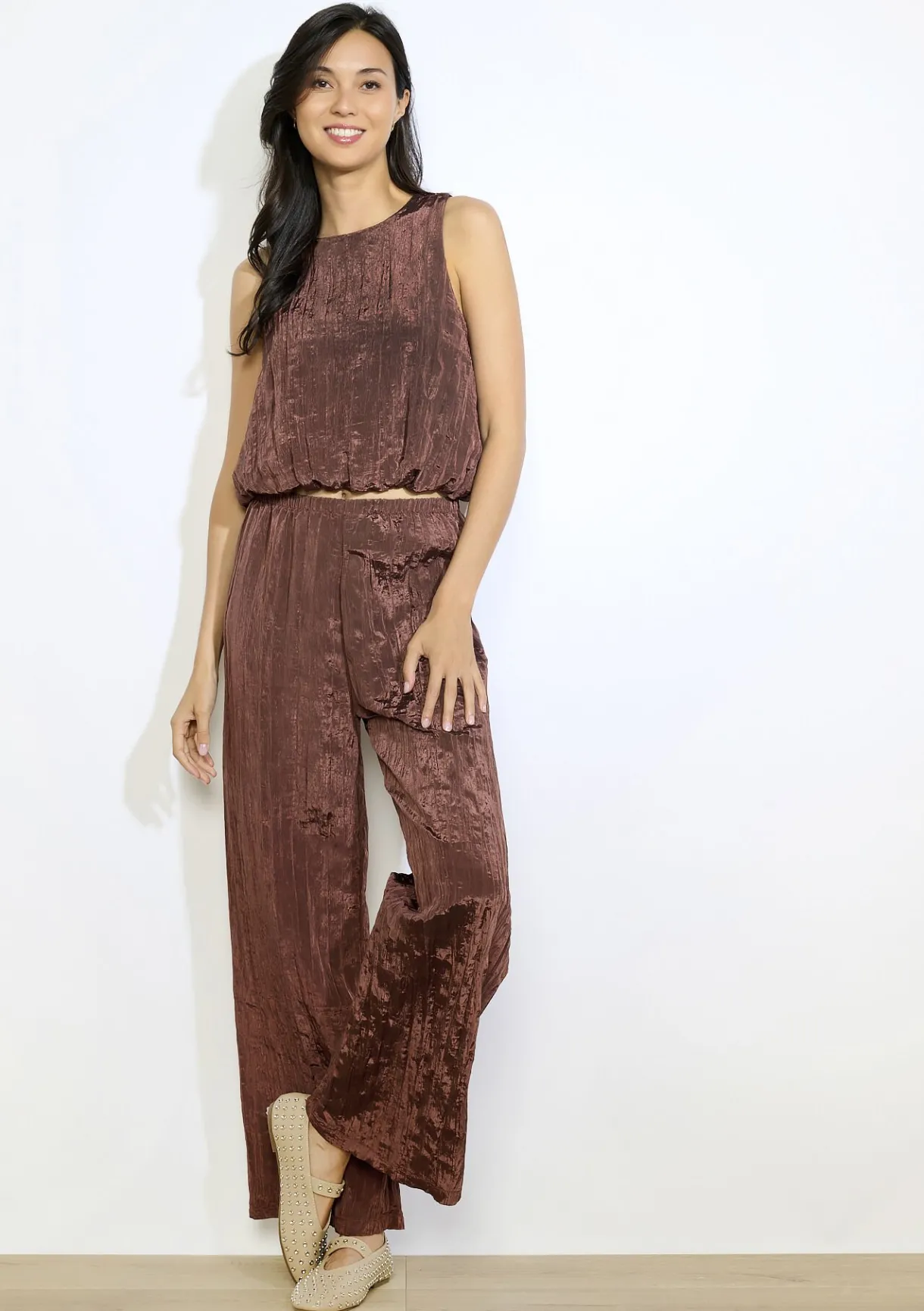 LolaLiza Mouwloze top met structuur- Co-Ord Sets|Blouses En Hemden