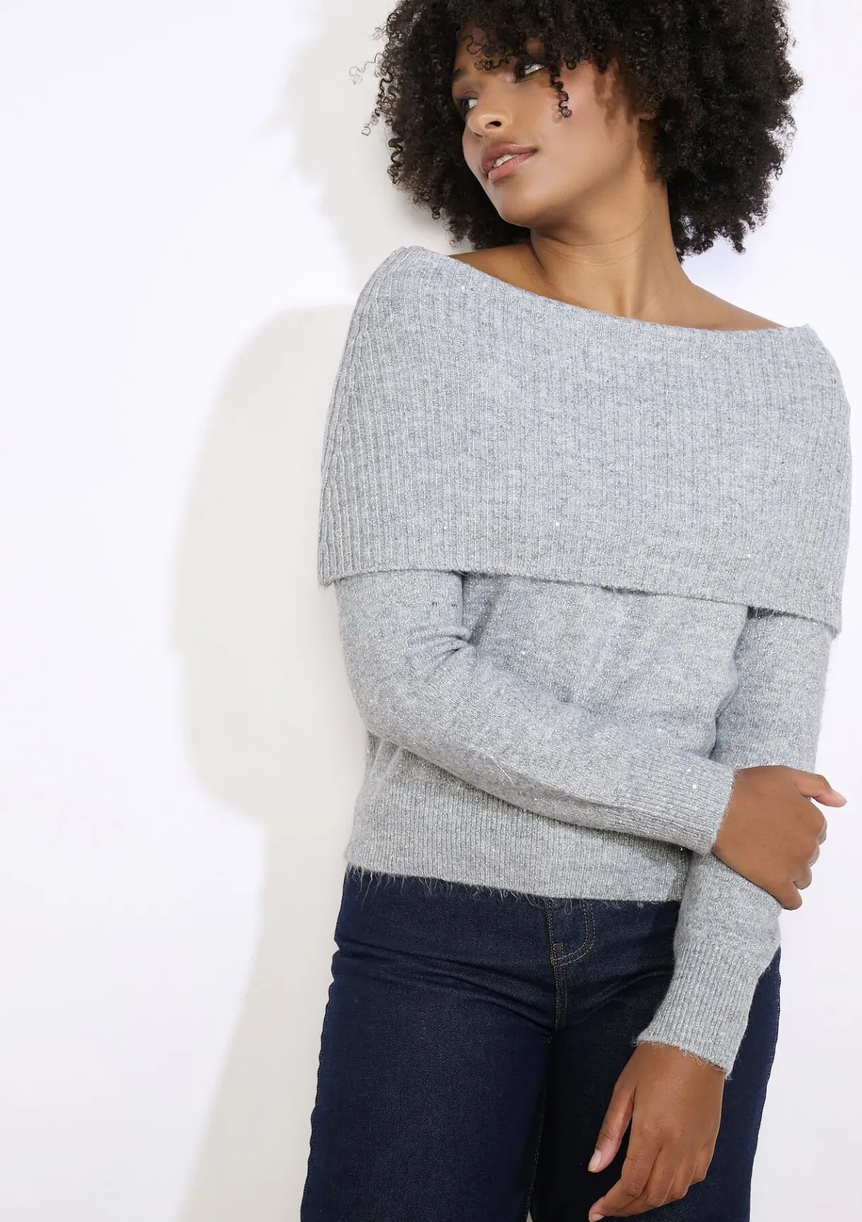LolaLiza Off-shoulder trui met pailletten- Truien En Cardigans